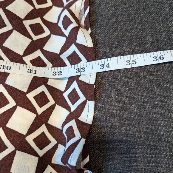 Reformation Will Mini Dress | Brown & Cream Geometric | 60s Style - Picture 9 of 11